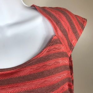 Worthington pink horizontal stripe stitched shirt